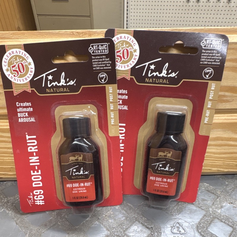 Tink's #69 DOE-IN-RUT Deer Lure Attractant Brown Plastic Pack of 2 1 fl oz