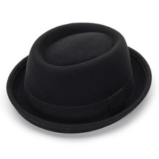 Pork-Pie-Hat Wool-Felt-Bowler Porkpie-Boater Derby-Fedora-Hat for Men-Women M 