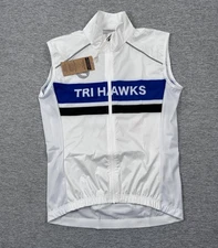 WYN Republic Cycling Gilet Mens Medium White Tri Hawks Full Zip Riding NEW