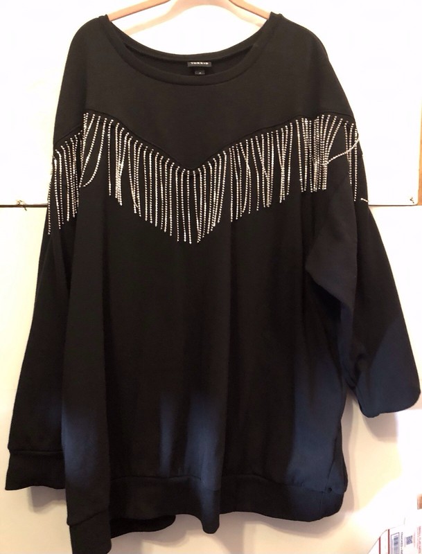 TORRID WOMENS PLUS 4X SWEAT TOP TUNIC BLACK SILVER SHIMMER ACCENT SOFT