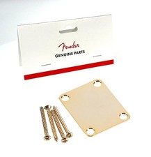 REAL FENDER Gold Tone Neck Plate Vintage Style Strat Tele P J Bass Mustang Etc.