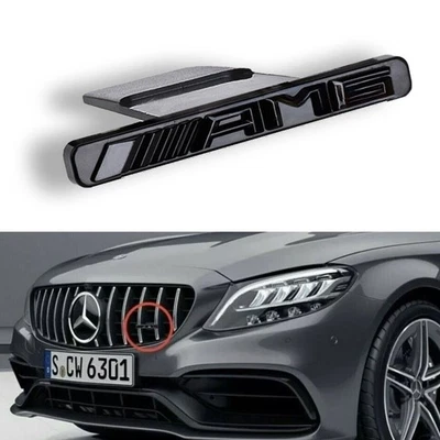 Mercedes AMG Emblem Abzeichen aufkleber Schwarz für Panamericana Kühlergrill - Bild 1 von 4