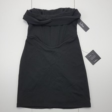 Lulus Dramatic Intent Black Strapless Corset Bodycon Mini Dress Party Size S New