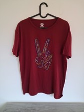 Xray Peace Love T/shirt L Maroon With Multicoloured Beads Summer/festivals/hols