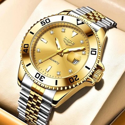 42MM LIGE Quartz Luxury Watch Analog Men's Stainless 30M Waterproof Luminous NEW