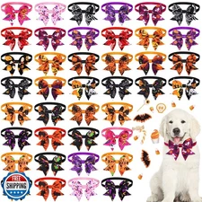 Maitys 40 Pcs Halloween Dog Bow Ties for Dogs Cat Basic Bowties Collars Puppy