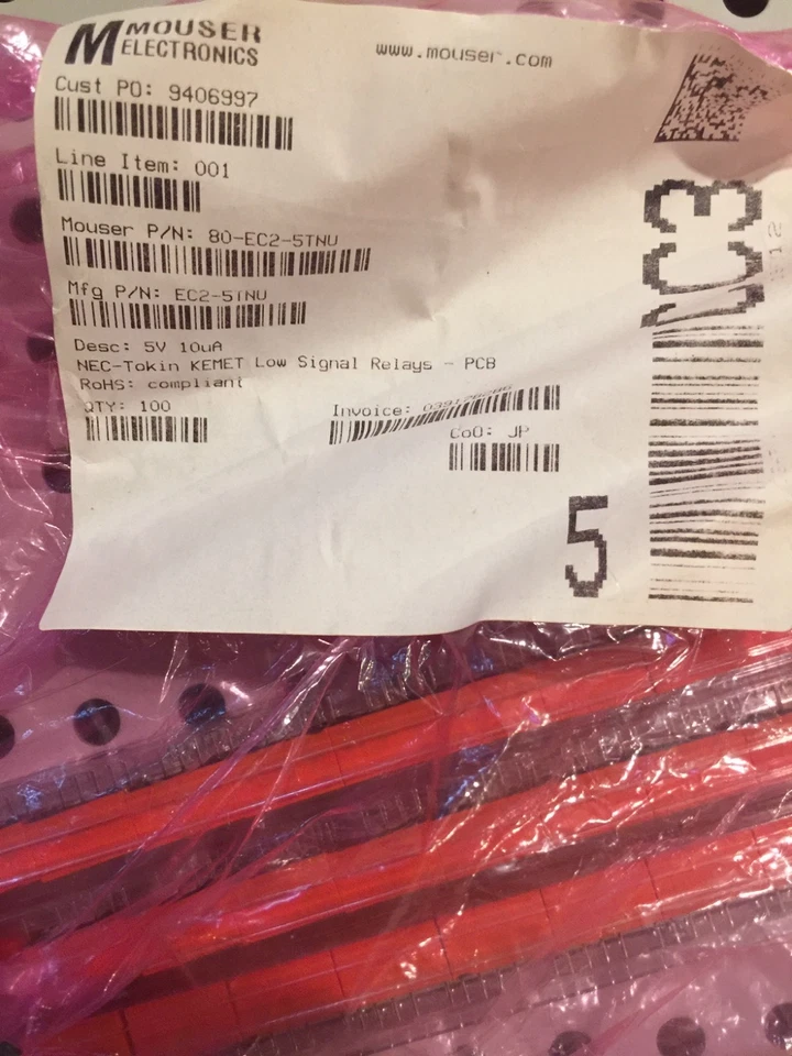 5 pcs EC2-5TNU Low Signal Relays - PCB 5V 2A Dbl Latching - Image 2 of 2