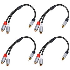 RCA Y-Adapter Splitter cable 4Pack,1 Male to 2 0.6 Feet 4 Pack , Black