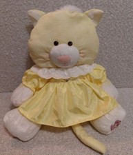Vintage Fisher Price 15" Yellow Dress White Cat Puffalump Plush