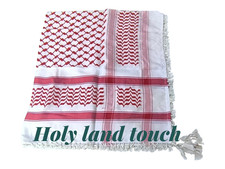 Keffiyeh Men Red and White tag Shawl Scarf Palestinian Gift Hand Made