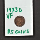 1933 D  VERY FINE   LINCOLN CENT   VERY FINE  1933D  /  RS COINS #59N  FREE SHIP