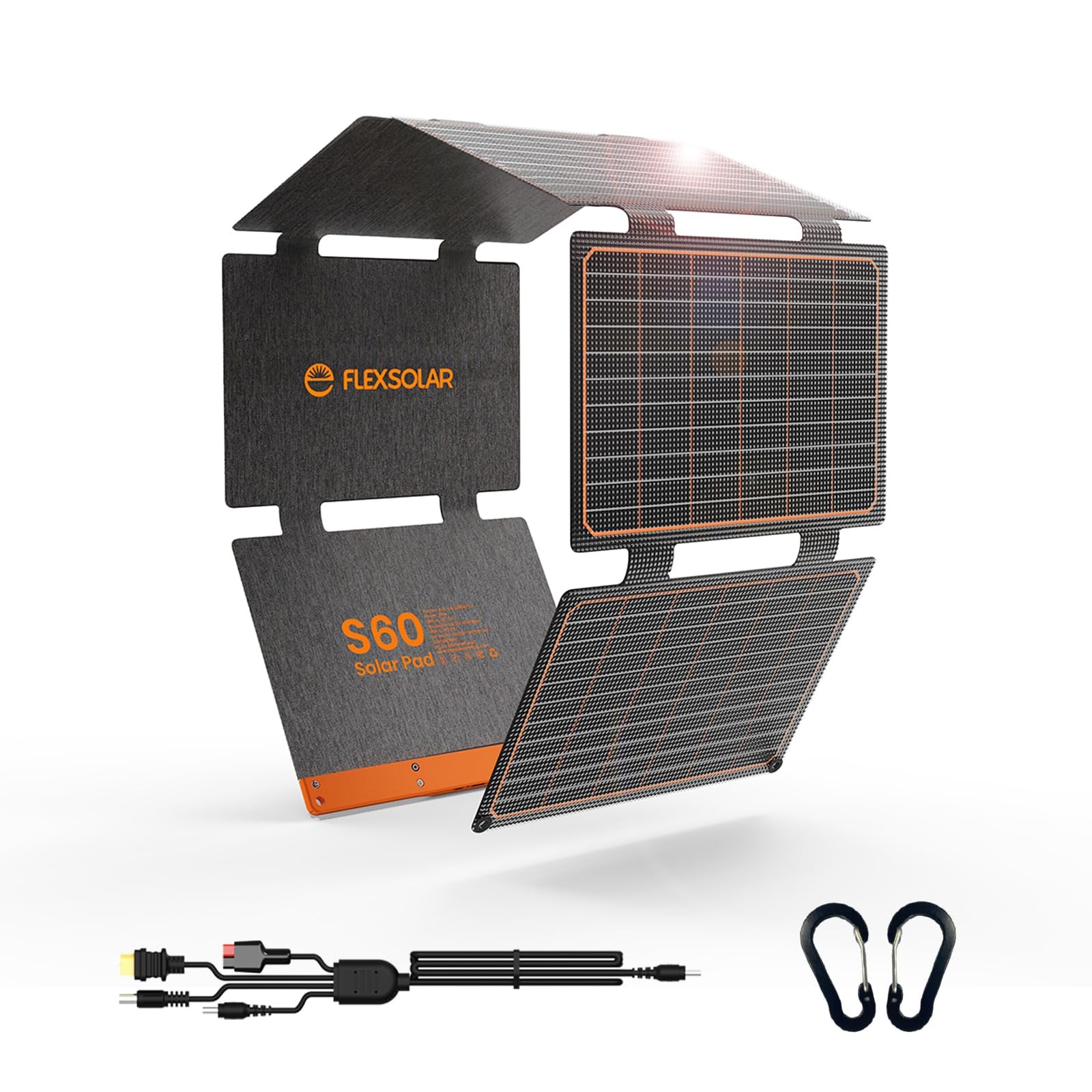 FlexSolar 60W Foldable Solar Panel Portable Charger with USB