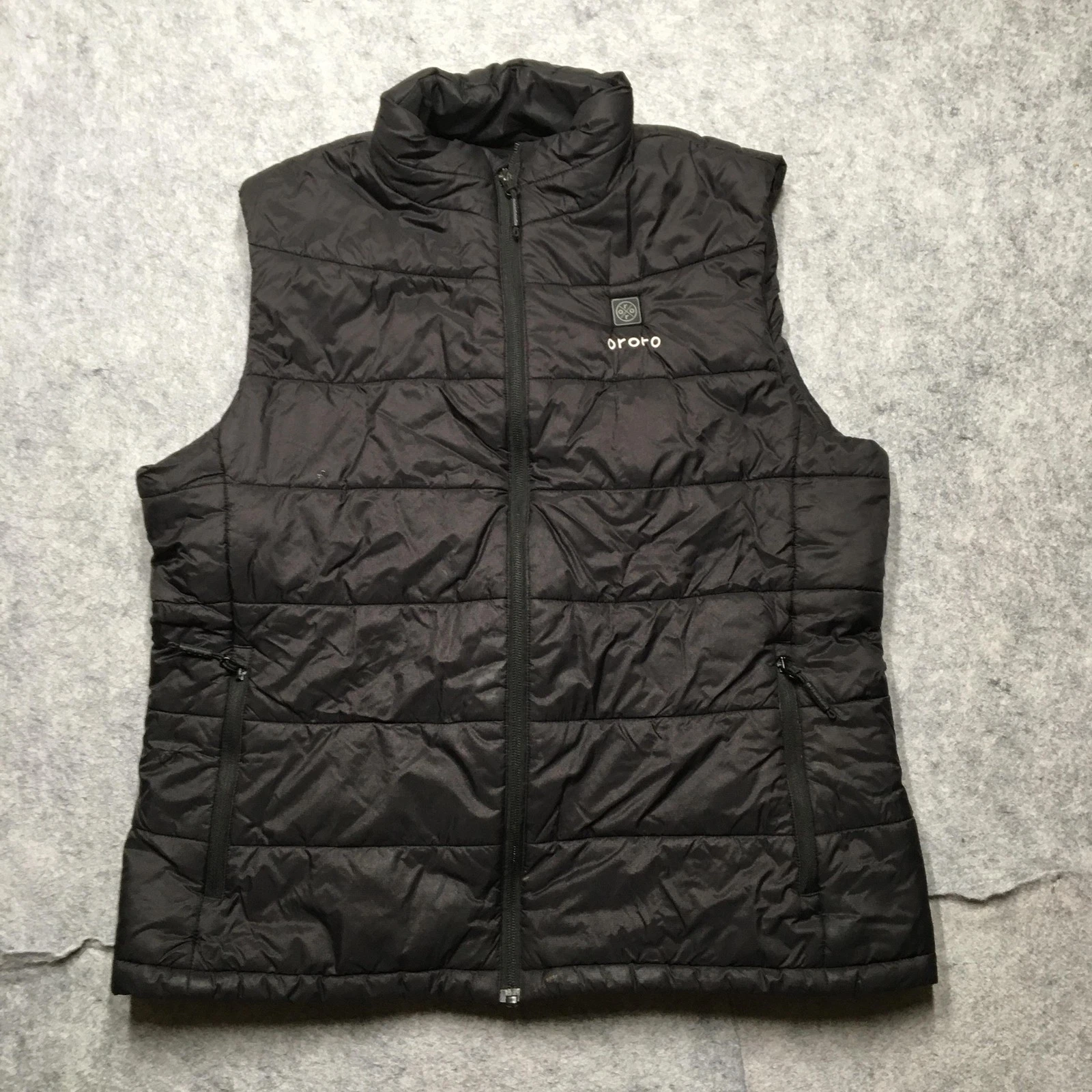 Ororo Heated Vest Mens Medium Black Quilted Puffer Insulated Zip Pockets Outdoor
