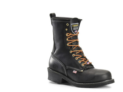 Men's Black Polyurethane Logger Boots - Steel Toe