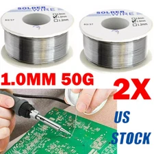 2 Pack Tin Rosin Core Solder Wire Electrical Soldering Sn60 Flux .031"/1.0mm 50G