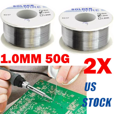 2 Pack Tin Rosin Core Solder Wire Electrical Soldering Sn60 Flux .031''/1.0mm 50G