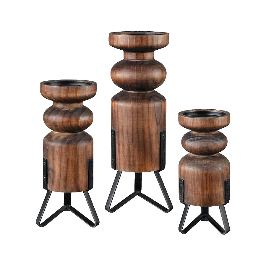 Candelabros de madera de transición Negro y accesorios