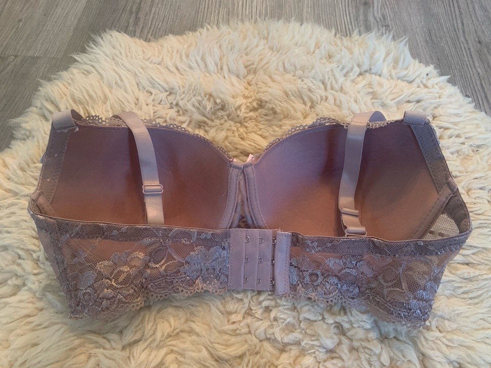 NEW W/tag 36D Pink Push Up Bra Padded Underwire Lace Molded By Mamia ...