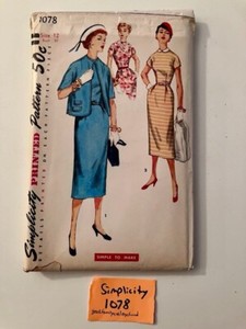 Simplicity 1078 Vintage Misses One Piece Dress w/Detachable Collar, Jacket