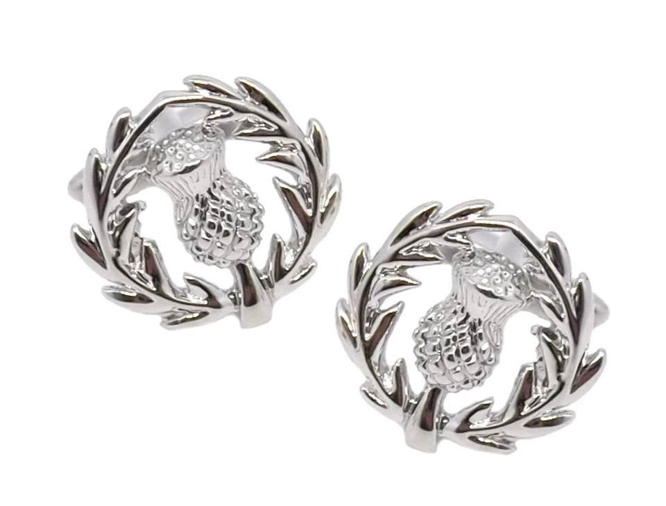 Scozzese Scott Scozia Argento Rodio Cardo Regalo Gemelli Diretta - Immagine 2 di 4