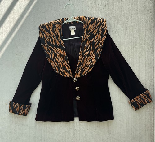 TNB Dark Purple Velvet Zebra Vintage Jacket