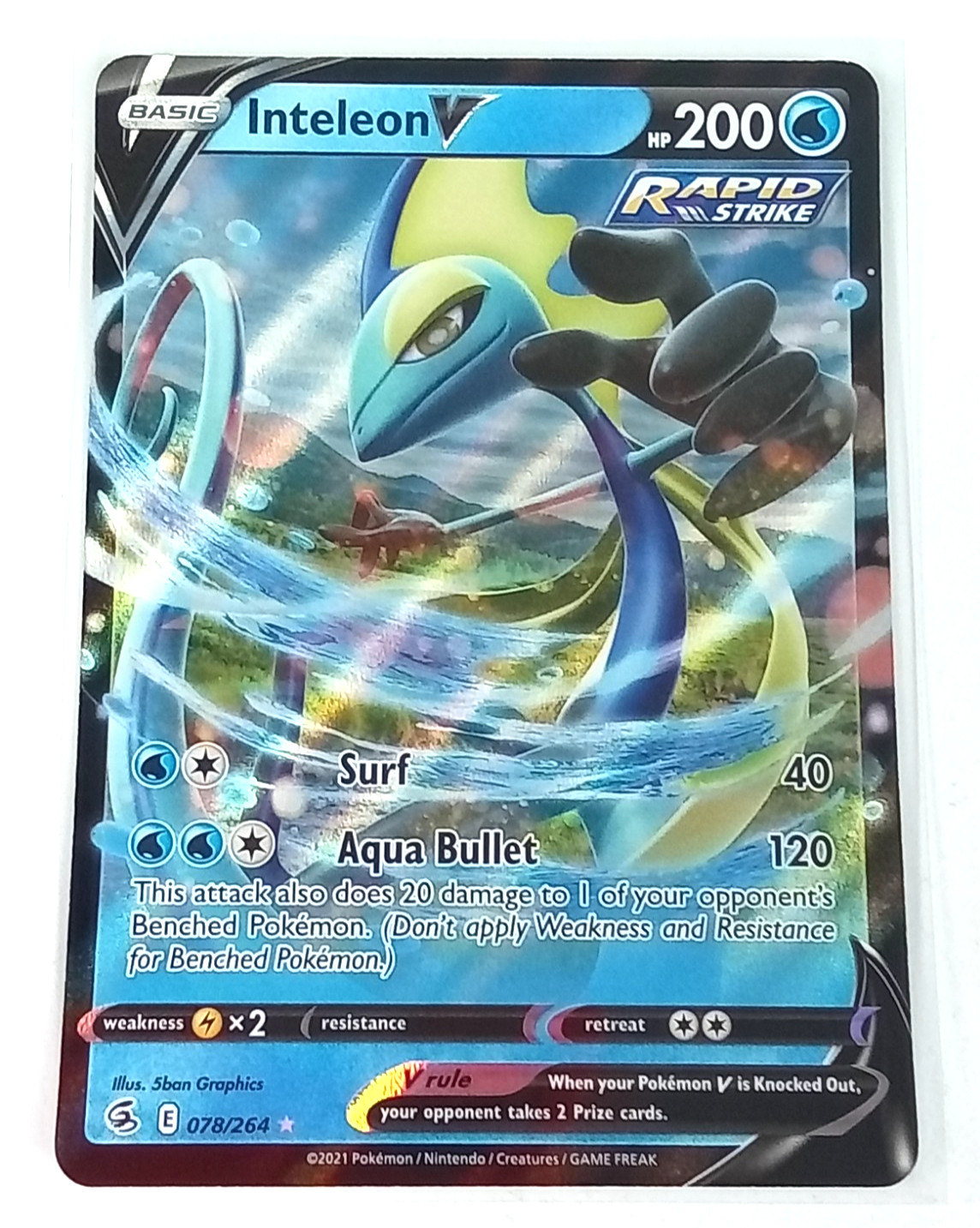 Inteleon V 78/264 Fusion Strike Holo Rare Pokémon Card 2021