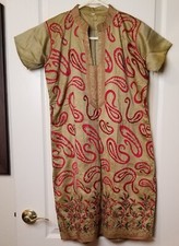 Beautiful Kurti Indian Design Tunic Womens Clothes Gold Red  Green see measure