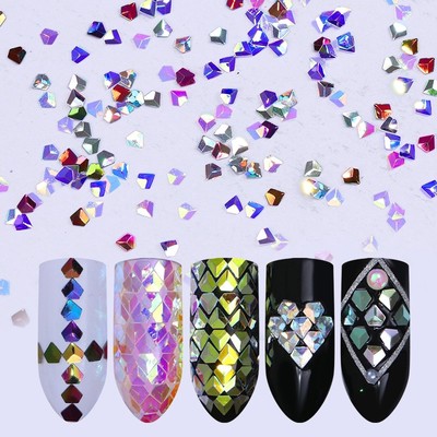 3D DIAMANT PAILLETTEN NÄGEL KRISTALLE Chamäleon Paillette Form Nail Sparkle Glitter