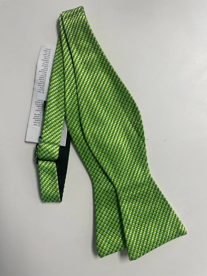 Pajarita Hombre Seda Verde Amarillo Cuadros AUTOCORBATA Pajarita Foto 3 de 4