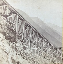 1870s Stereoview Photograph Jacob's Ladder Mt. Washington Railroad Train Tracks