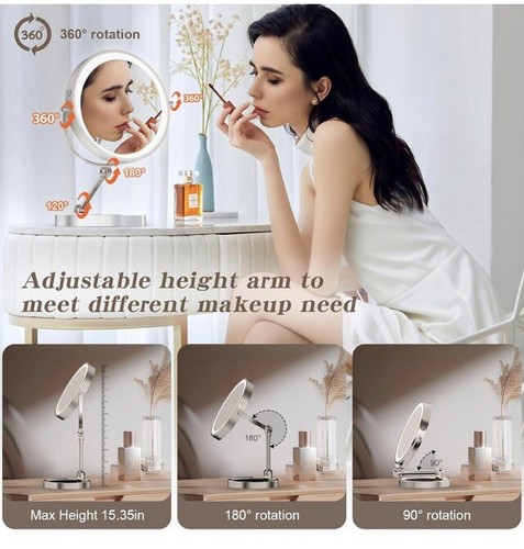 Double-Sided LED Lighted Rechargeable Makeup Mirror 1x/10x magnification - Picture 5 of 7