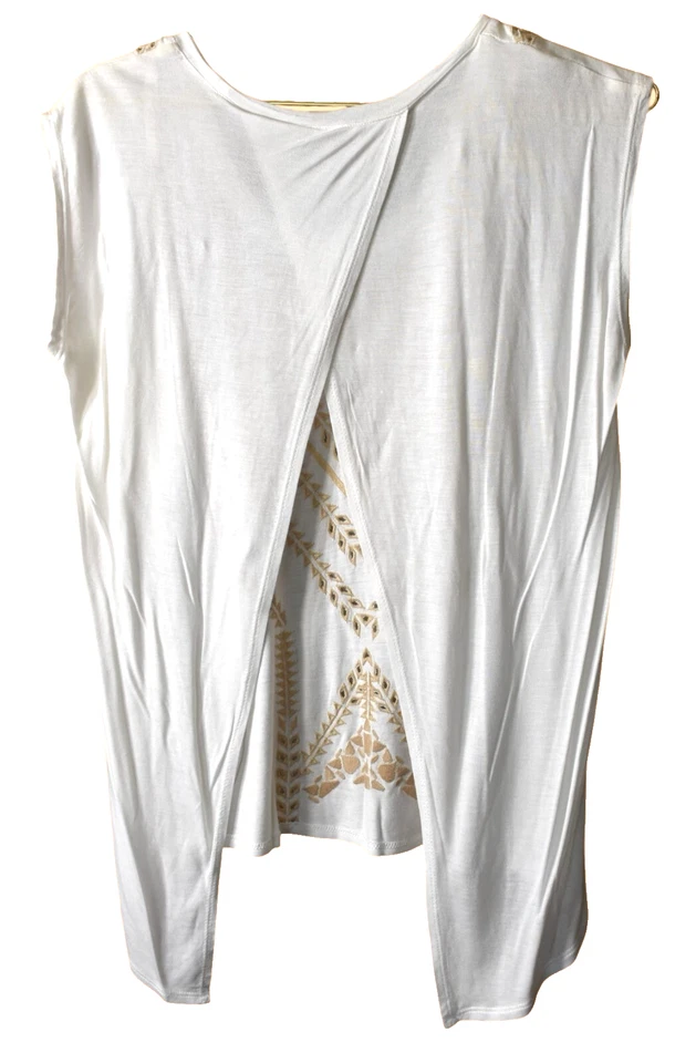 Jessica Simpson Embroidered Open Back Tank Top With Hi-Low Hem Size XS Boho - Image 3 of 4