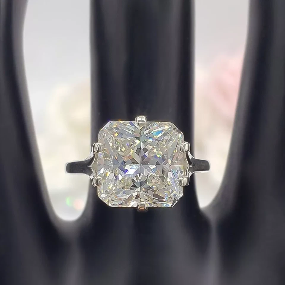 3.25 Ct Certified Lab Created Radiant Cut White Diamond 925 Silver Ring - Image 3 of 4