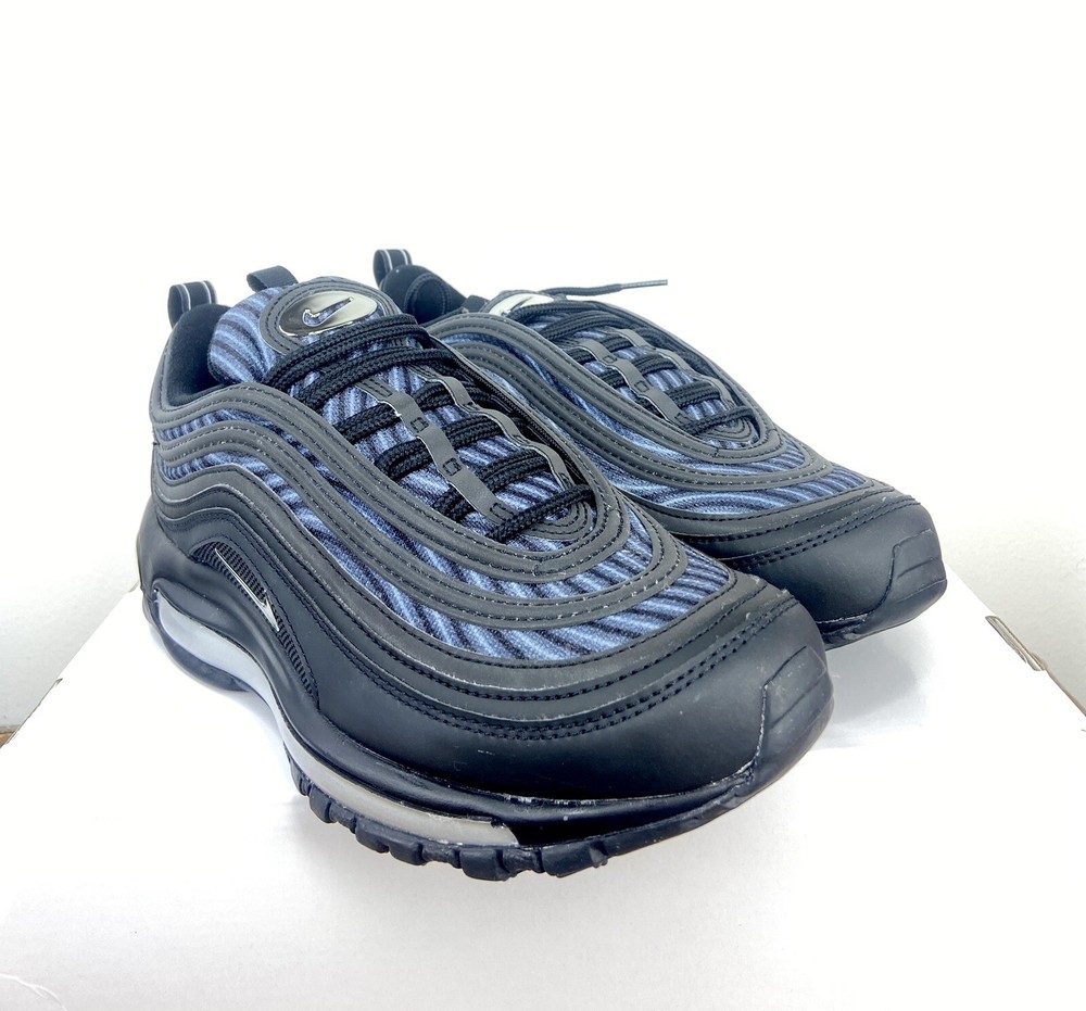 Men's Nike Air Max 97 ID Black Leather Blue Size 8 Rare Fast Ship