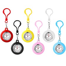 Mens Womens Clip-on Silicone Analog Carabiner Watch Keychain Nurse Pocket Watch