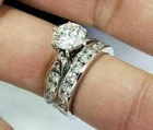 Art Deco Style Lab-Created Diamond Round Cut Engagement Ring 14k White Gold FN