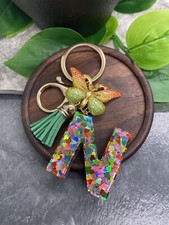 3.5" Handmade Resin Pendant Initial Keychain N Tassel New Free Ship A3006