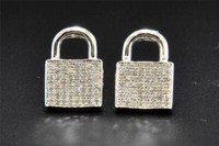 Diamant Ohrringe 10K WeißGold Rundschliff 0,58 Ct