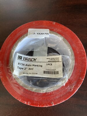 Brady 108' Length, 2'' Width, B-726 Vinyl Tape, Red Color Aisle Marking Tape