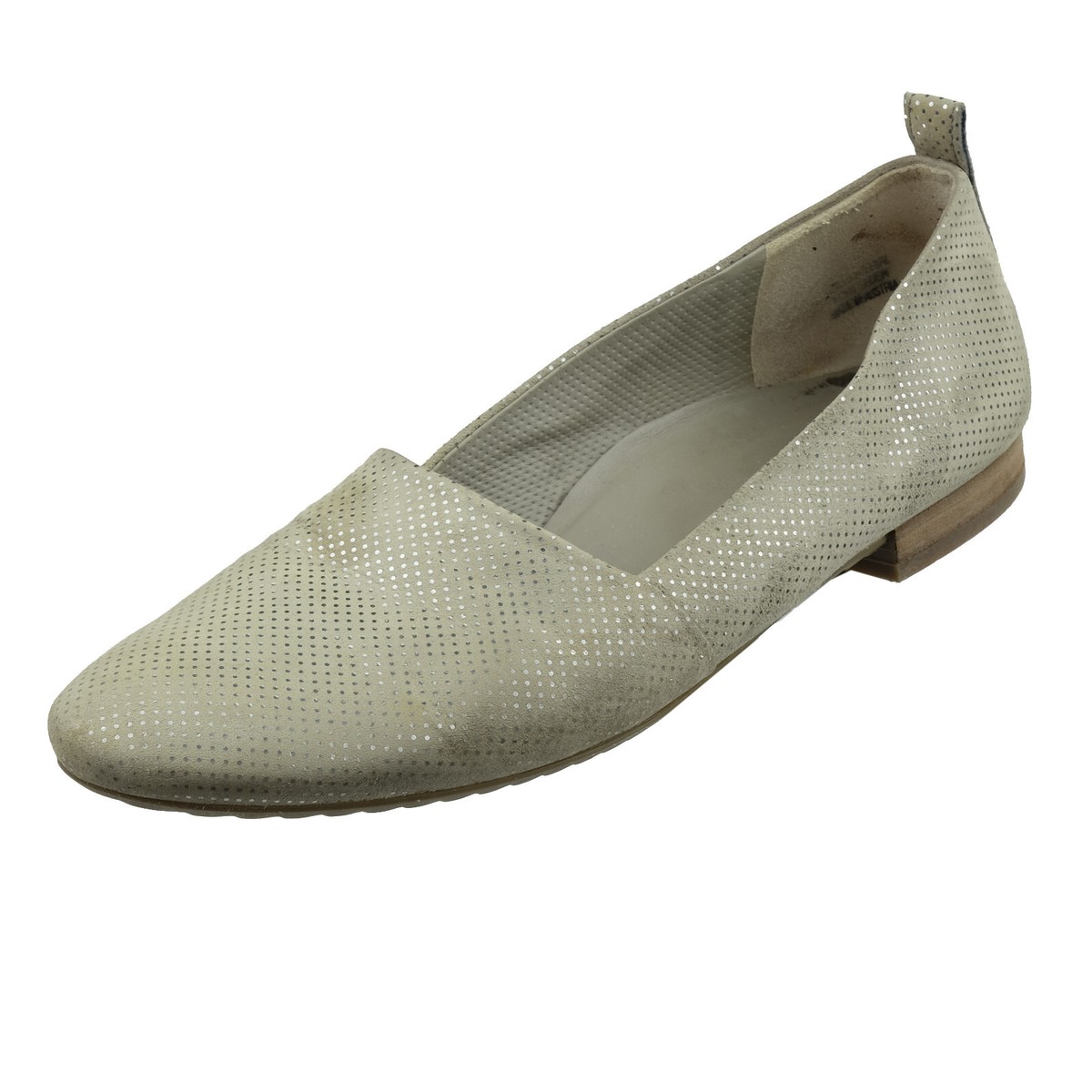 PAUL GREEN Flats Loafers Sz. 9.5 Shimmery Light Gray Suede Leather Women's  Shoes | eBay