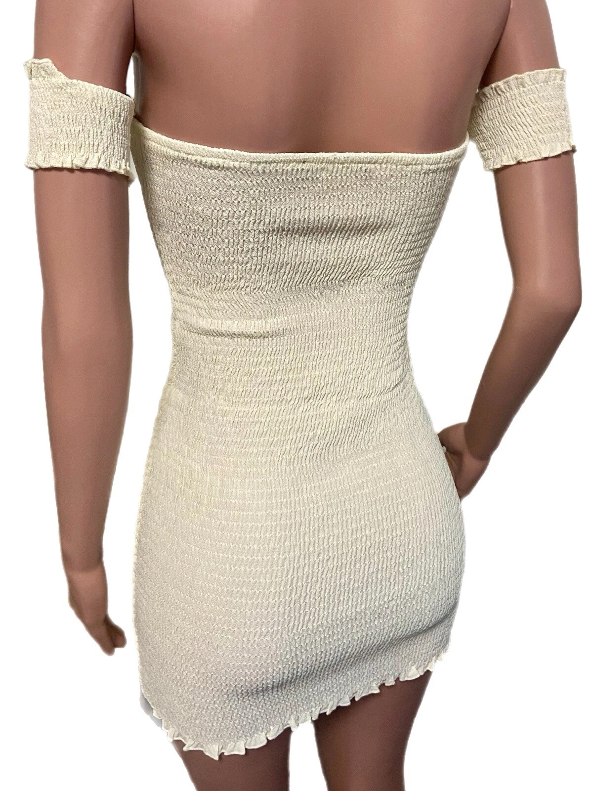 OFF WHITE Mini Abito Body Sexy Off White Spalle Scollate Puckered Lacci SM Nuovo Y2K