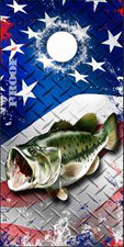 Bass Fish Splash American Flag LAMINATED Cornhole Wrap Bag Toss Skin Decal