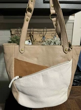 The Sak Collective Gretchen Brown Tan White Leather Crossbody Handbag