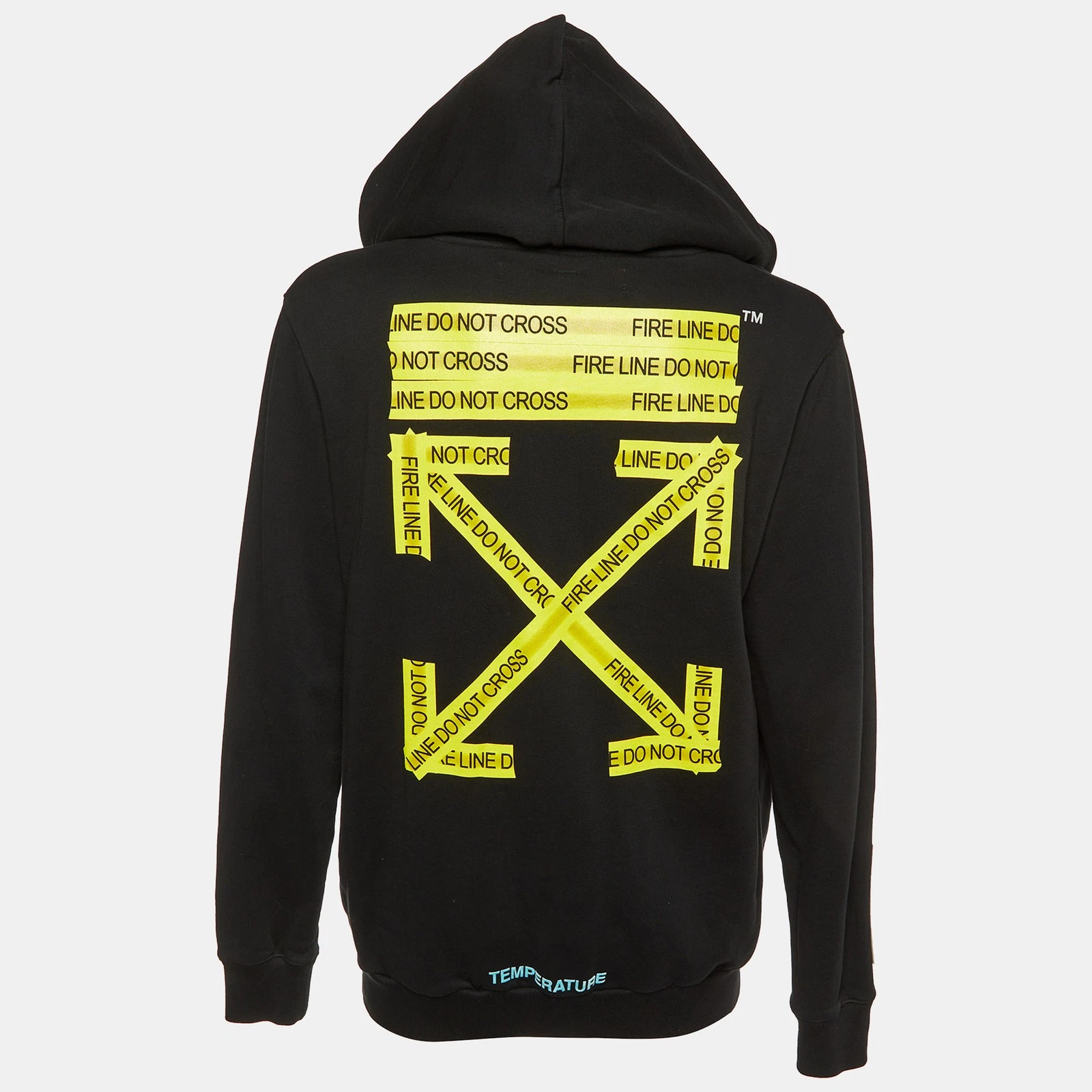 Felpa con cappuccio zip Off White nera jersey cotone non incrociata stampa L