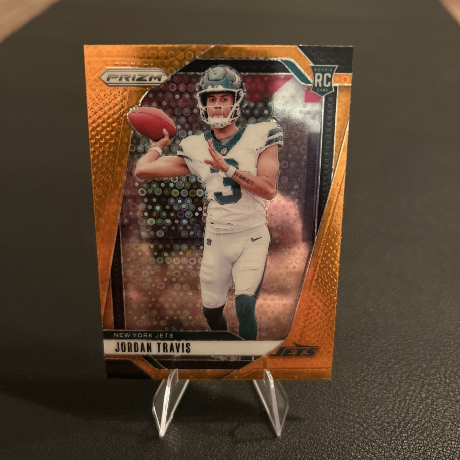 Jordan Travis 2024 Panini Prizm RC Rookie Orange Disco Prizm #359 Jets