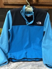 North Face Glacier Snap T Girls L Blue Fleece Pullover Baselayer Ski Run Youth