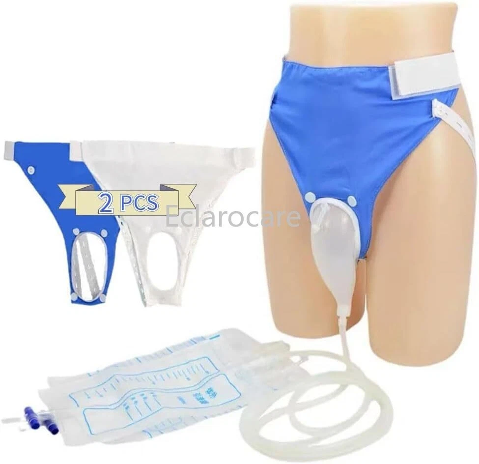 2Pcs Men Elderly Male Reusable Urine Bag Urinal Pee Holder Collector Urinary