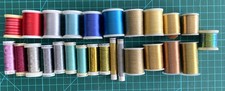 26 Embroidery Thread Bobbins Viscose Rayon Cotton Metallic Gold Silver Lot