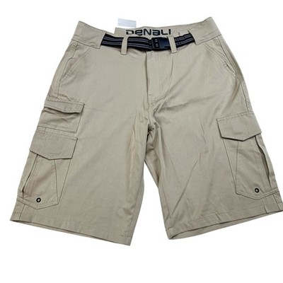 Denali Cargo Shorts Mens 32 Khaki Stretch Hybrid Belted Pockets Outdoor Hiking