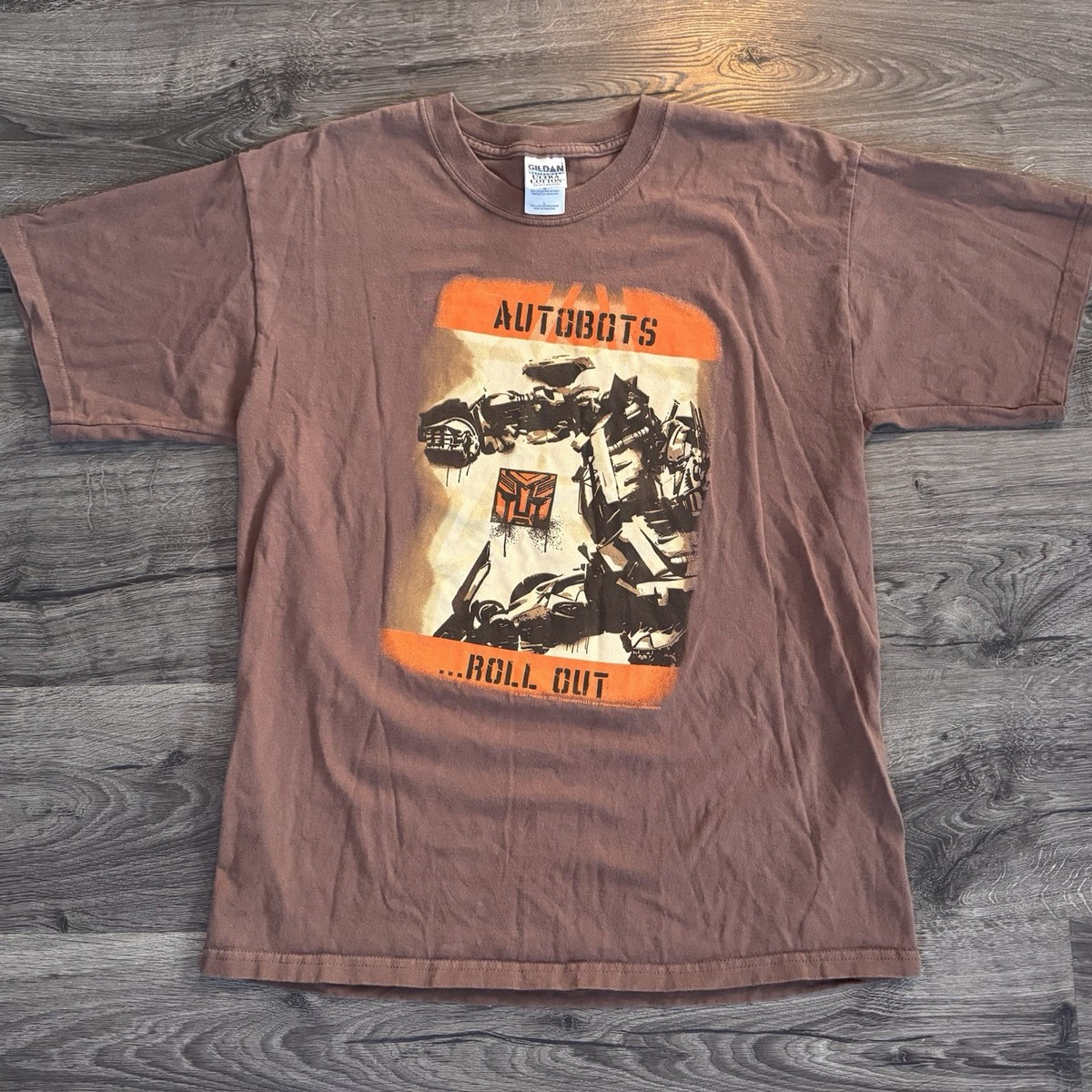 Vintage Y2K Transformers Autobots 2007 T Shirt Mens Large Brown 